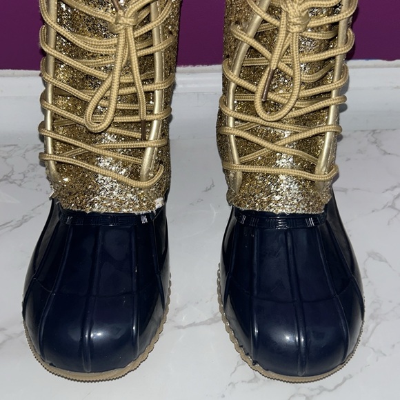 NWOT Belk YD-Gold Glitter/Navy Boots - Picture 8 of 11